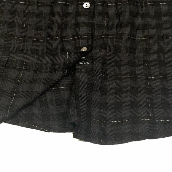 Rails Elosie Plaid Band Collar Button-Up Blouse - Onyx Lurex Size XS - Picture 6 of 8
